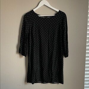 Black Polka Dot Long Sleeve Mini Dress